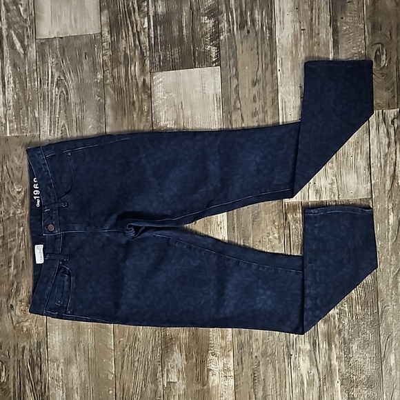 Gap 1969 Always Skinny Mid-Rise Straight Blue Black Cheetah Print Denim Jeans 28 - Picture 3 of 16